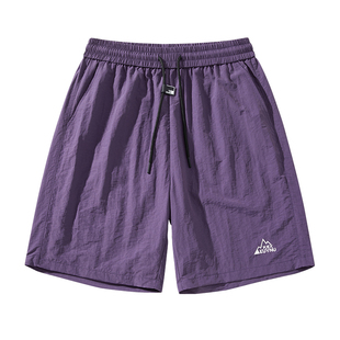 美式冰丝短裤男女款夏季薄款休闲运动百搭速干高级感情侣五分裤子