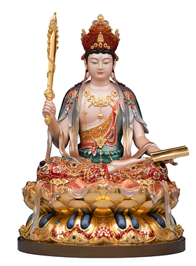 纯铜文殊普贤菩萨佛像珐琅彩文殊师智利像华严三圣普贤像祝福摆件