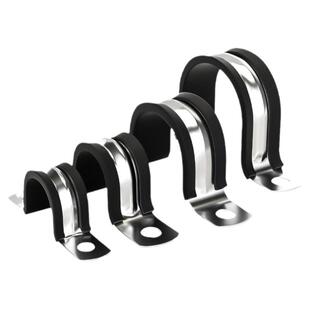 天卓五金304不锈钢U型带连胶条骑马卡钢管卡扣夹箍电缆固定器喉箍