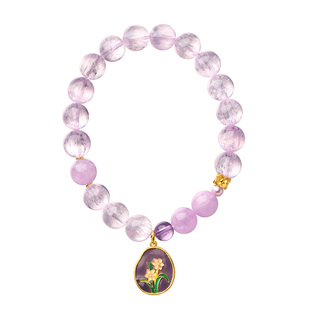 觉人原创天然拉丝猫眼梦幻紫锂辉手链女纯银稳定情绪【凌波仙子】