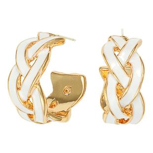 Exhibition/览物馆珐琅金色编织圆圈法式气质高级感轻奢耳钉耳环