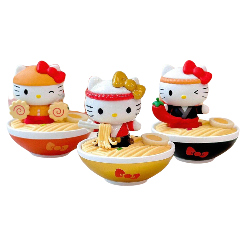 新品三丽鸥Hello kitty凯蒂猫拉面堂系列盲盒桌面摆件潮玩送礼物