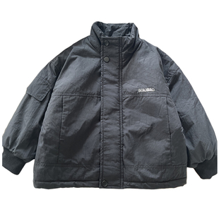 男童加绒外套冬季儿童夹棉保暖上衣2025新款男孩夹克加厚宝宝棉服