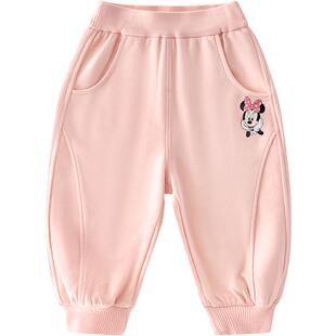 迪士尼儿童裤子男女童春秋季长裤宝宝米奇尼克运动裤外出休闲下装