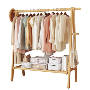 落地衣架实木挂衣架折叠木质卧室家用落地式衣帽架榉木晾衣服架子