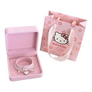 925纯银圆珠手链女可爱卡通哈喽Kitty吊坠银手串儿童大人生日礼物