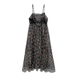 日本直邮日潮 GRL斋藤飞鸟 花卉图案透视吊带连衣裙dk1377新款