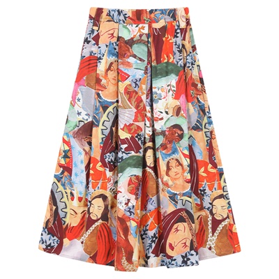 tanni优雅宽松A字松紧腰半身裙