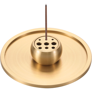 黄铜九孔香插藏香插座不落灰中式茶桌创意多孔沉檀线香托盘摆件