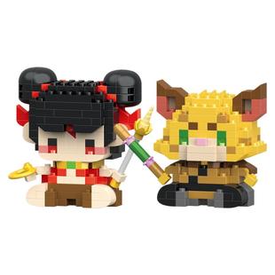 微小颗粒哪吒敖丙申小豹石矶娘娘公仔儿童礼物拼装积木玩具盲盒装