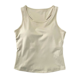 长款一体运动无袖外穿固定杯健身上衣透气跑步背心速干美背瑜伽服