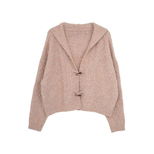 小镇姗姗 午后剧作家~羊毛连帽针织外搭开衫毛衣2023新款外套上衣