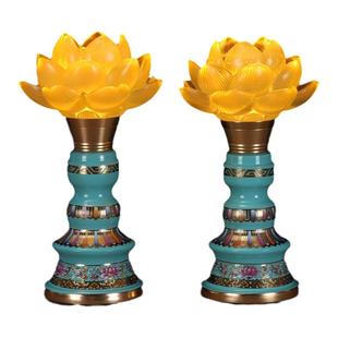 新款珐琅莲花灯长明灯家用充电莲花灯佛前供灯财神供灯敬佛灯神灯