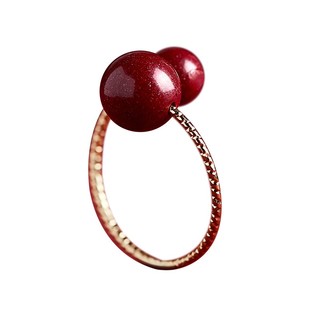 14k金朱砂戒指女本命年小众设计指环食指高级感情侣尾戒食指独特