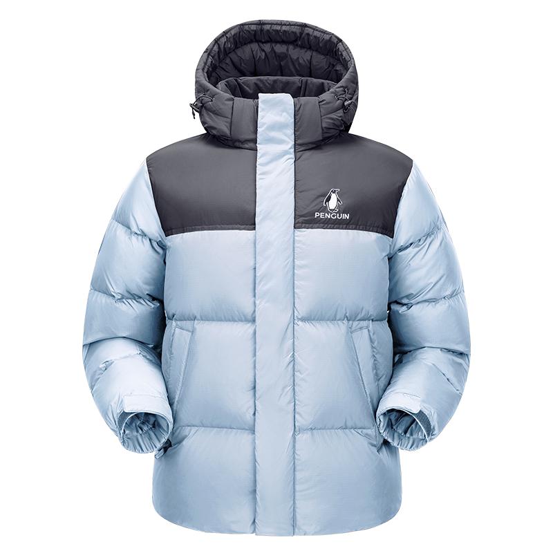 企鹅户外羽绒服男冬季新款加厚保暖面包服冬装羽绒外套远山蓝