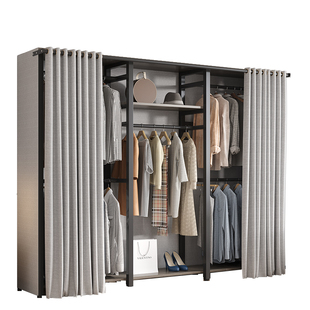 衣帽架落地卧室挂衣架家用衣帽间架子收纳衣服柜子组合防尘置物架