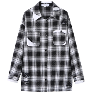 【汪卓成 丁程鑫同款】ANDREA MARTIN 秋冬男女新款烫钻格纹衬衫