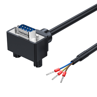 绿众DB9串口线弯头公母头RS232连接线485脚9针COM口235端子线3芯