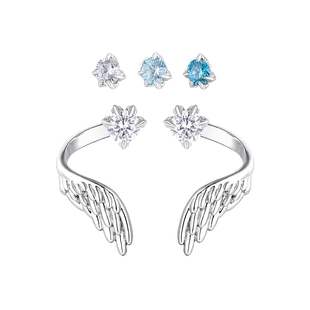龙爪天使之翼耳骨钉钛合金5A锆石养耳洞翅膀耳钉酷帅耳环钛钢耳饰