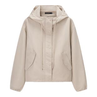 拉夏贝尔/La Chapelle休闲连帽工装外套女秋季新款小个子宽松夹克