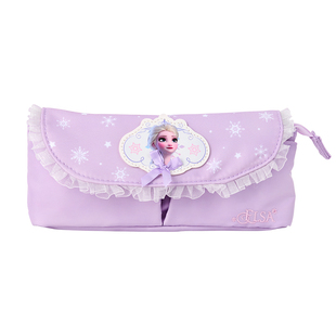 一正冰雪奇缘可爱少女心花边布艺女童笔袋 大容量多层收纳学生文具收纳袋便携幼儿园女生卡通少女心文具盒