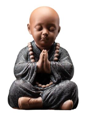 精品黑陶紫砂四不小和尚摆件