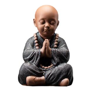 炼器 黑陶紫砂四不小和尚微景观造景摆件 中式禅意家居客厅装饰品