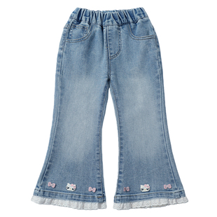 女童裤子春秋2026新款儿童洋气女孩宝宝春季牛仔裤春装洋气喇叭裤