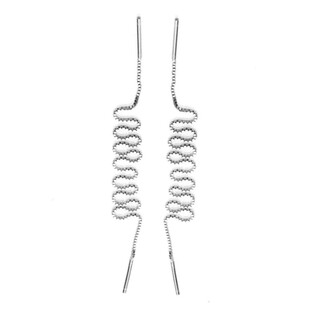 纯银多耳洞潮耳环 通体925银多尺寸穿两三耳眼基础耳线个性女耳链