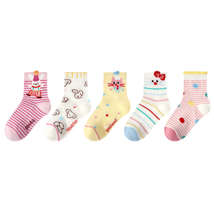 女童袜子春夏季薄款纯棉儿童夏天透气网眼袜女孩宝宝可爱卡通短袜