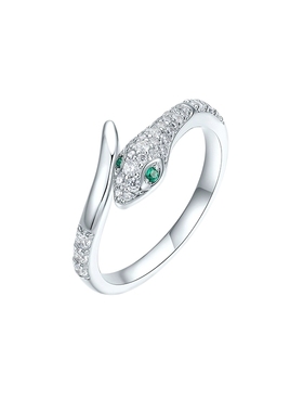 周六福S925银生肖蛇戒指复古女