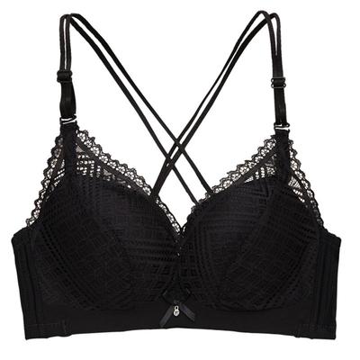 美背聚拢交叉内衣女文胸薄款上托