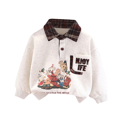 男童加绒卫衣秋冬装新款