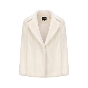 NanaJacqueline环保皮草中长外套女品牌新款轻奢舒适复古垫肩大衣