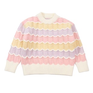 女童彩虹毛衣2025新款网红洋气秋冬装儿童内搭打底加绒加厚针织衫