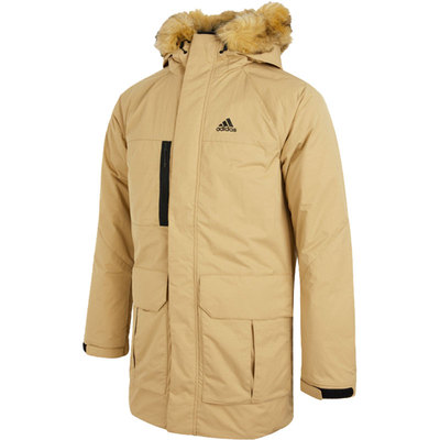 正品阿迪达斯保暖连帽男子羽绒服