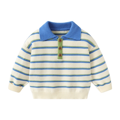 咔咔熊猫男童polo领毛衣宝宝儿童秋冬衣服童装上衣冬装针织衫