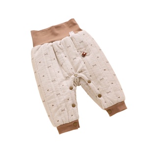 宝宝保暖裤加绒加厚冬天婴儿分体裤子按扣开档裤一岁男宝棉裤高腰