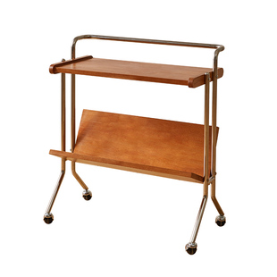 中古可移动小推车沙发边几客厅复古实木茶几杂志书架床头置物架子