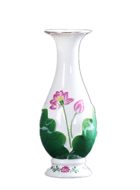浮雕莲花陶瓷供佛花瓶佛堂