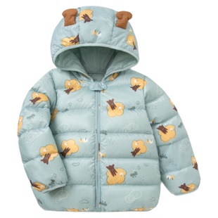 品牌童装婴儿羽绒服宝宝冬季轻薄儿童外套连帽上衣2025新款造型萌