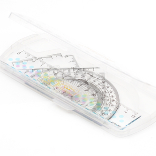 日本KOKUYO国誉尺子套装多功能透明量角器三角尺塑料直尺15cm套尺