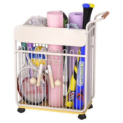 瑜伽垫收纳筐带轮健身器材整理架