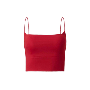 ITSNIKAR红色吊带背心女欧美平口抹胸新款可拆卸带胸垫裹胸外穿
