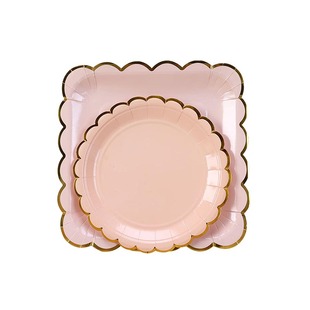 纸盘一次性生日布置甜品台摆件展示架儿童派对餐具蛋糕碟子野餐盘