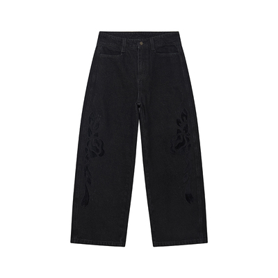 物理少年黑色原牛弯刀牛仔裤