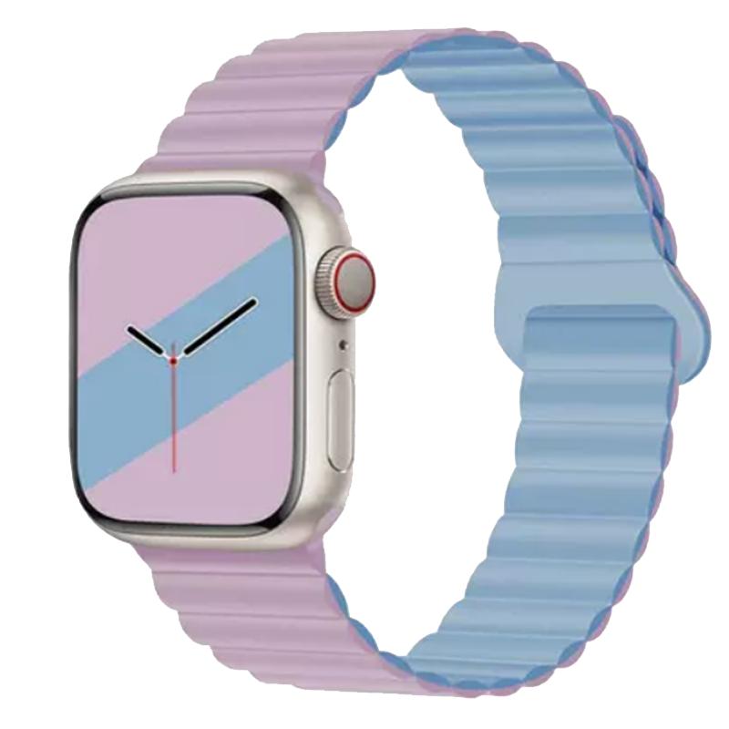 适用apple watch8/9代表带苹果手表7代iwatch6/5/se/4/3硅胶双色运动磁吸44/45/41/49mm男女时尚腕带Ultra2夏