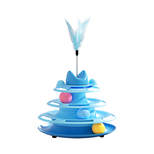 猫玩具逗猫棒猫咪转盘自嗨解闷球小猫三层轨道盘幼猫宠物益智神器