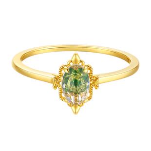 TSL谢瑞麟彩宝系列公主风18K金镶嵌橄榄石戒指指环64671