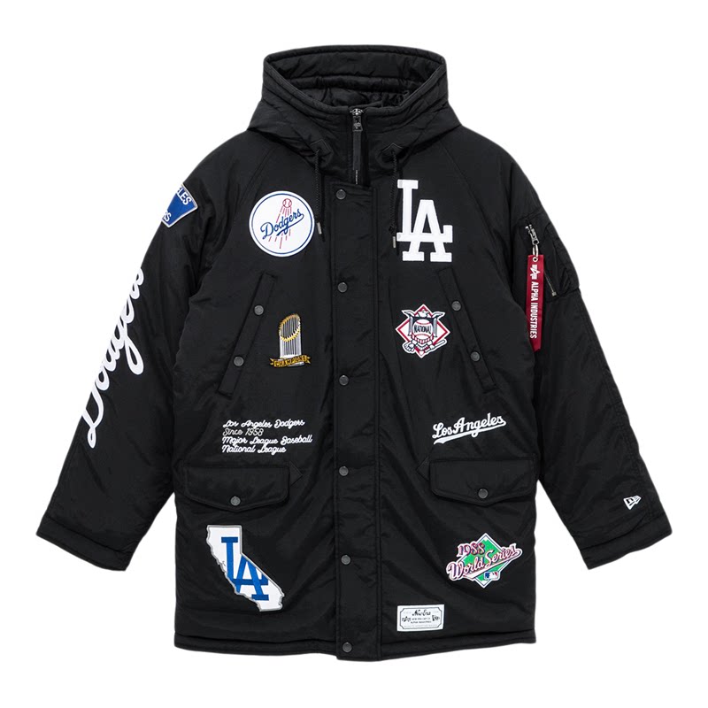韩国代购NEWERA X ALPHA纽亦华X阿尔法联名款派克服长款LA黑色